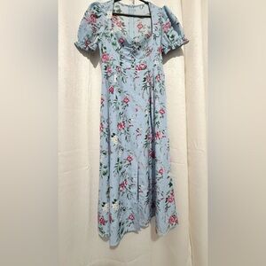 SHEIN Blue Pleated A-Line Maxi Skirt